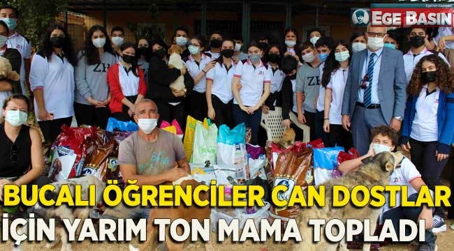 Bucalı öğrenciler can dostlar için yarım ton mama topladı