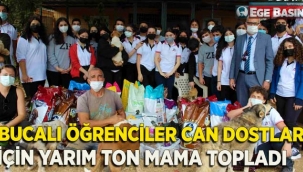 Bucalı öğrenciler can dostlar için yarım ton mama topladı